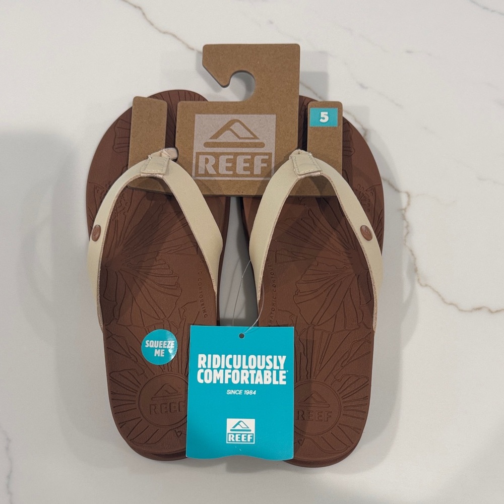 Reef Cushion Porto Cruz Tan and Cream Flip Flops